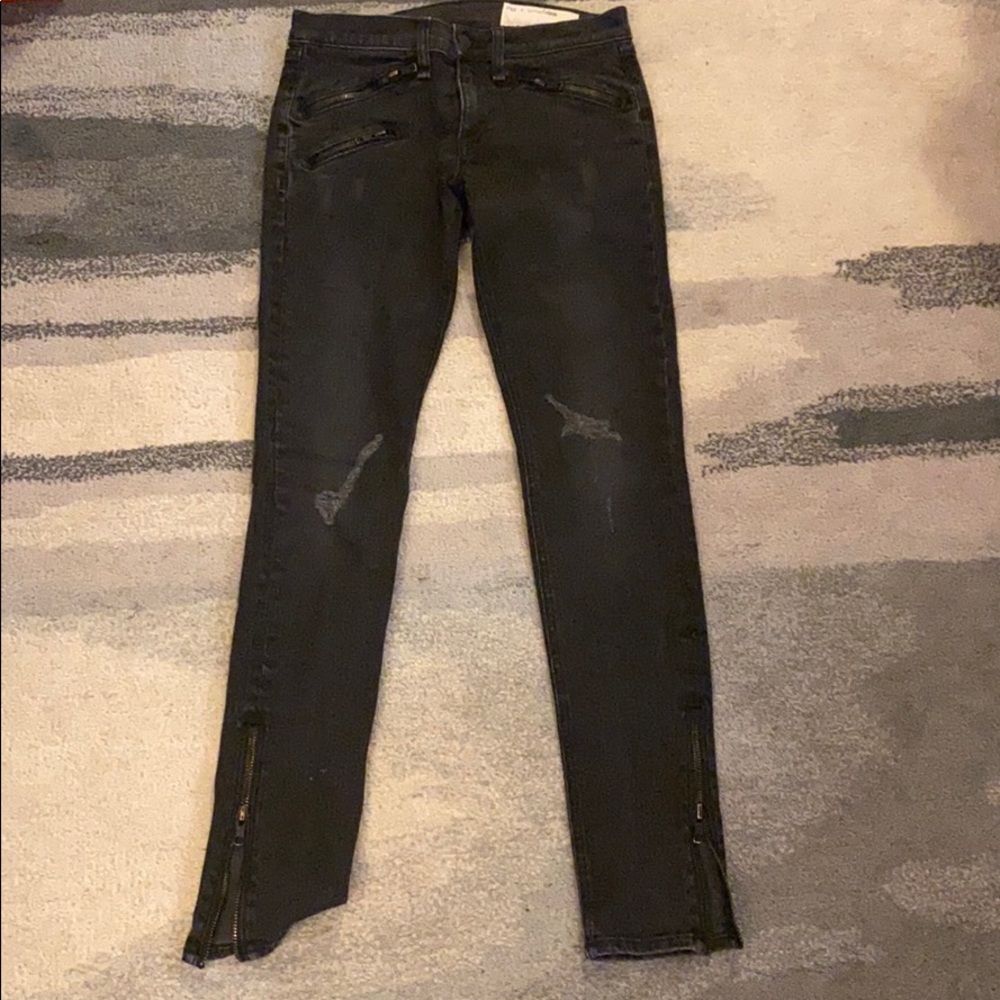 Rag & Bone distressed jeans w zips!!! Super cute
